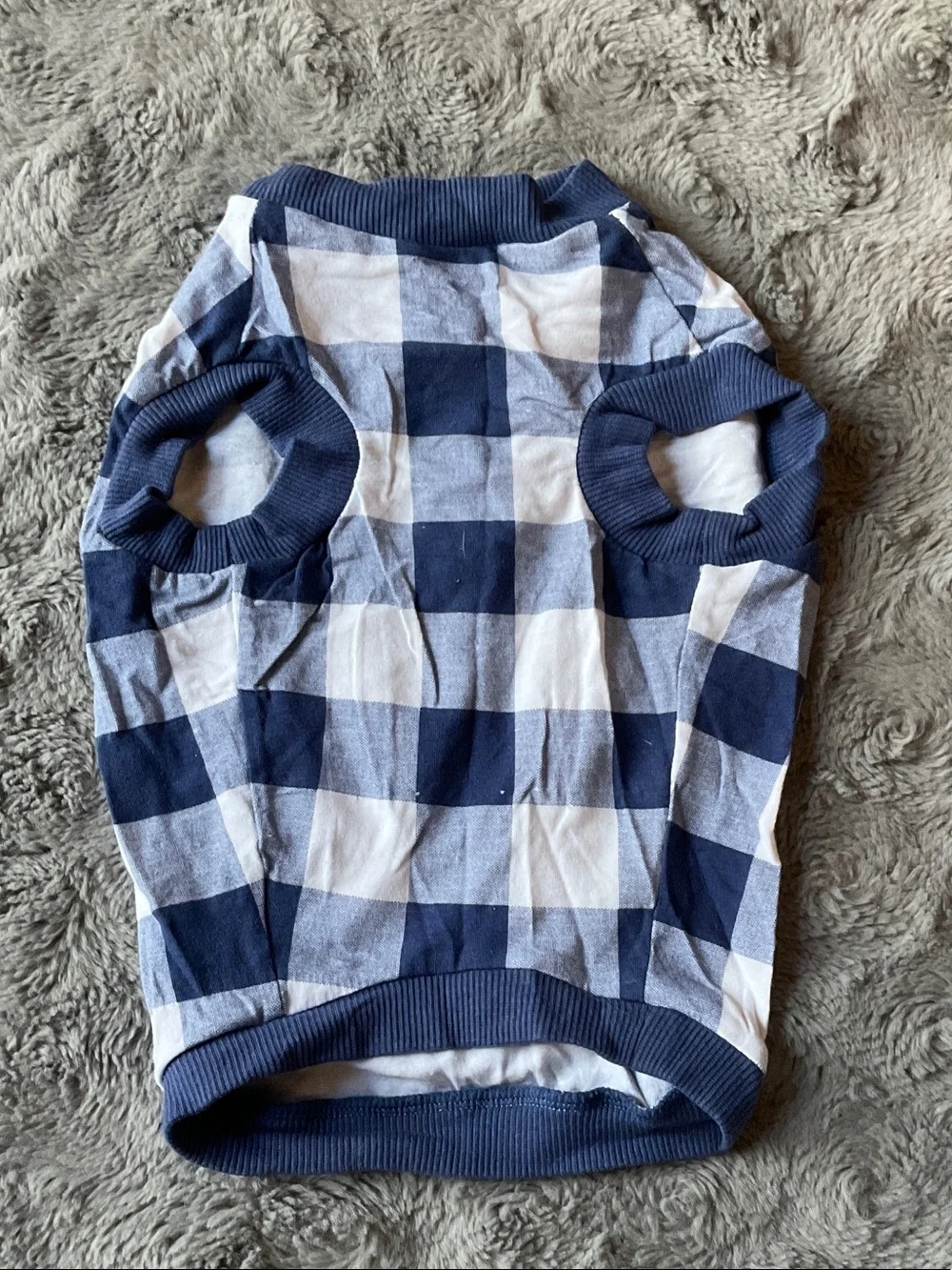 Blue and White Gingham Dog Onesie NWOT